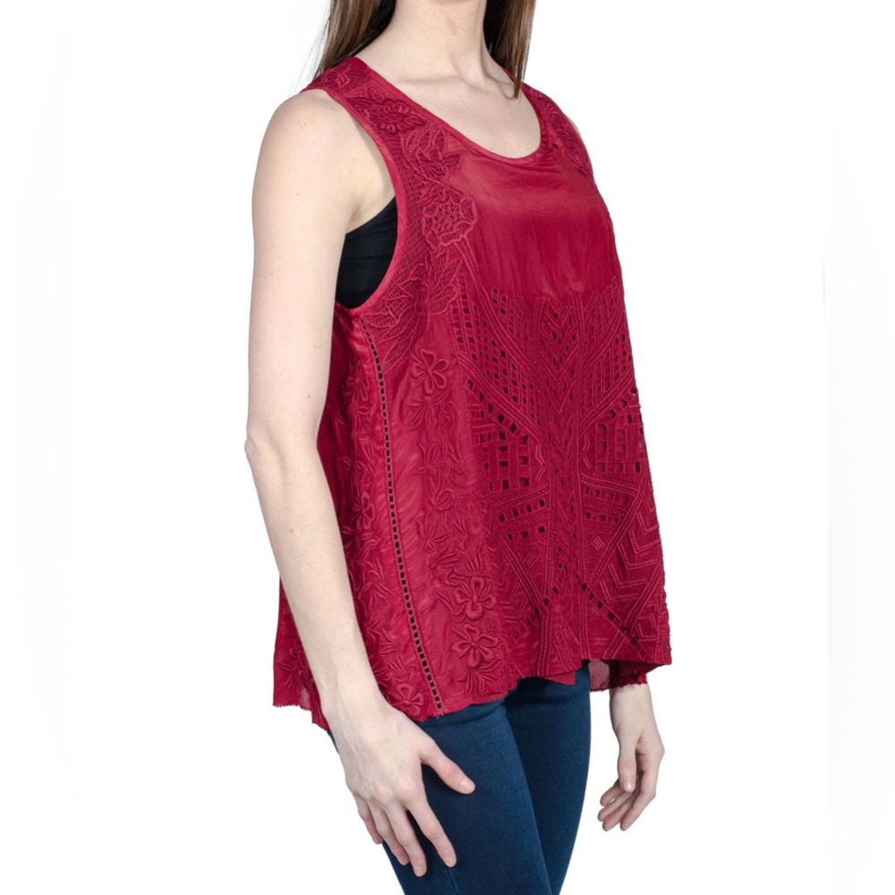 Love Sam Maddie Embroidered Tank in raisin
